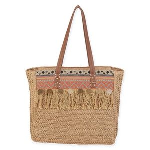 Sun 'N' Sand Boutique Aztec NATURAL CROCHET Tote